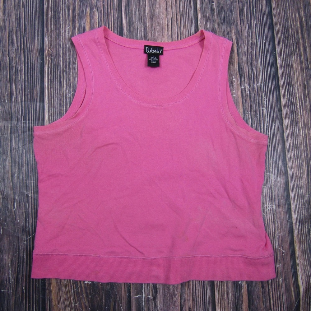 Rafaella Womens Large Pink Tank Scoop Neck Sleeveless Basic Jersey Top